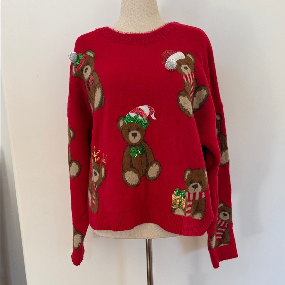 33 Degrees Red Soft Teddy Bear Sweater